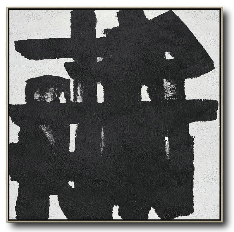 Original Painting Hand Made Large Abstract Art,Oversized Minimal Black And White Painting - Extra Large Canvas Painting